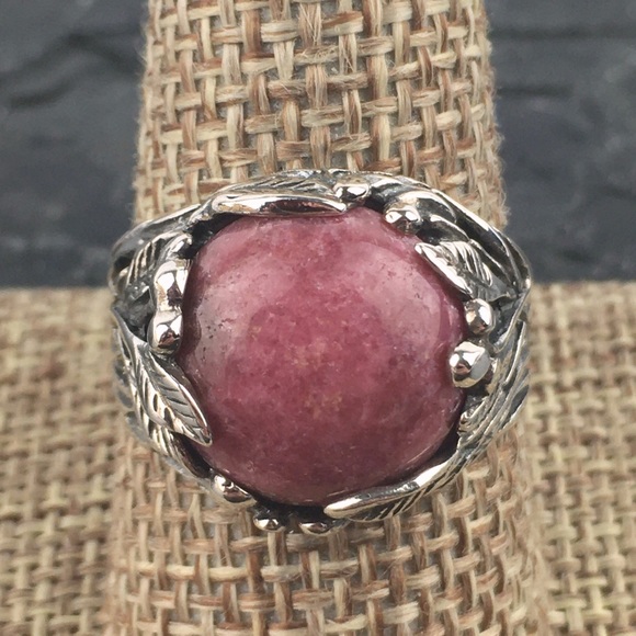 PZ Israel Sterling Silver Rhodonite Ring 10 - Picture 1 of 11